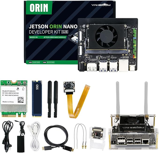 Yahboom Jetson Orin Nano 8GB Board Kit, 67TOPS, IMX219 Camera, Antenna, Network Card, 256GB SSD, ROS2, Supports Updating, Super