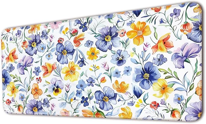 Desk Pad Protector, Office Desk Mat, Large Mouse Pad, Non-Slip Desk Blotter, 23.6x11.8 inch, Watercolor Flower
