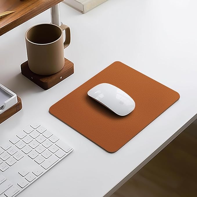 Leather Desk pad Protector, Office Mat, Large Mouse Mat, Non-Slip PU Leather Blotter, Laptop Desk Pad,Waterproof Laptop Computer Desk Keyboard Mat for Office/Work/Home/Decor (Brown, 11in*8in)