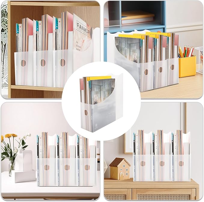 YHOLSDAS 12"x12" Paper Storage Organizer, 6 Pcs Vertical Scrapbook Paper Storage with 18 Pcs Sticky Index Tabs, Foldable Scrapbook Paper Storage Organizer for Files, Cardstock, Magazines