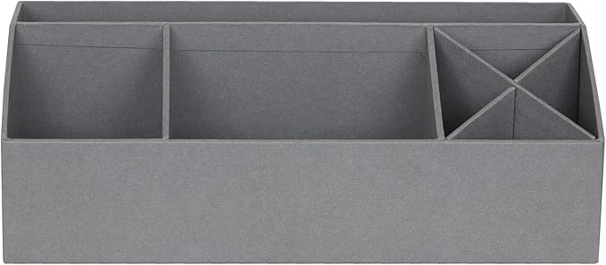 Bigso Elisa Desktop Organizer, Durable Office Desk Organizer for Office Supplies and Accessories, Desk Organizer with 7 Compartments for Customizable Organization,13.1”x4.9”x4.9”, Grey