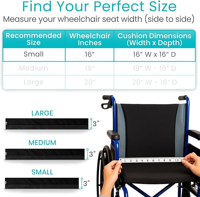 Vive Waterproof Wheelchair Cushion for Pressure Relief (16x16x3) - Washable Cover Incontinence Protection for Elderly Adults & Seniors - Memory Foam Gel Pad for Recliners, Office Chairs, Car, Travel