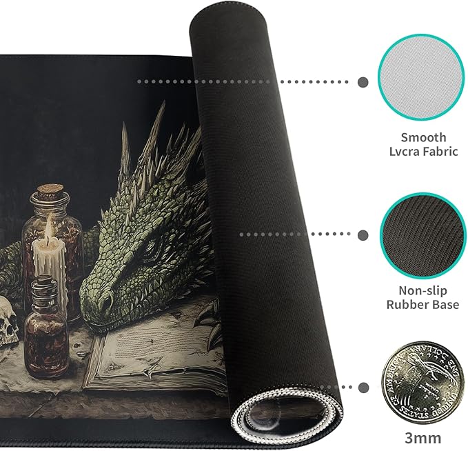Desk Mat Mouse Pad Gaming Desk Pad XL Large Mouse Mat Office Decor Accessories (Sleeping Dragon)