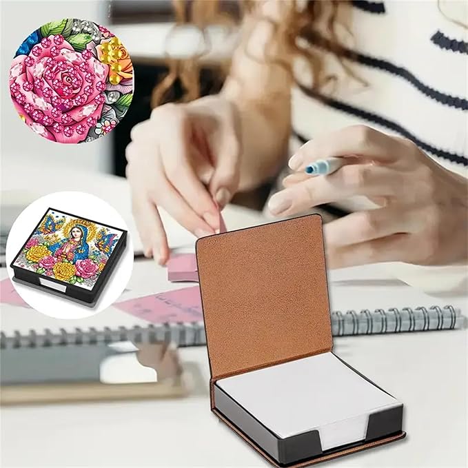 Woman Diamond Painting Kit Note Box,Memo Paper Storage Box Diamond Art,Sticky Note Holder Diamond Art,Diamond Painting Memo Pad For Office Desk. (woman)