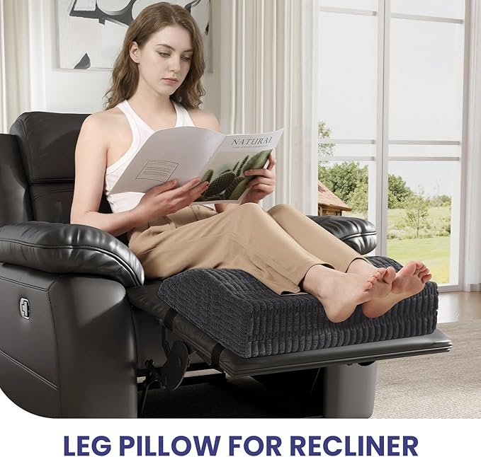 idee-home Recliner Leg Rest Cushion, Recliner Footrest Extender Pillow with Removable Corduroy Cover, Multi Purpose Ergonomic Foot Pillow Back & Lumbar Support Cushion for Bed Sofa Couch, Grey
