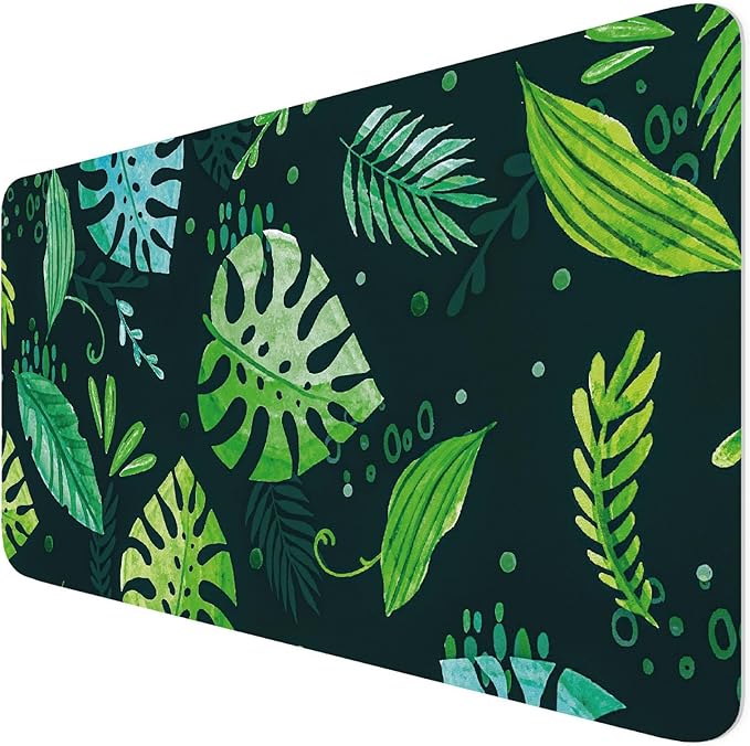 Green Desk Mat 31.5" x 15.7", Cute Plant Cool Desk Pad Keyboard Mat Large Mouse Pad Green Desk Mat Desk Decor with Stitched Edges Non-Slip Large Computer Matt 31.5" x 15.7", Greenery