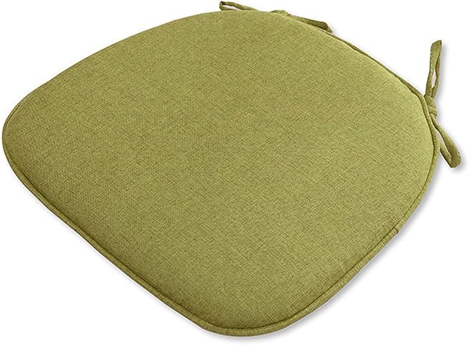 U Shaped Chair Cushion Cover with Ties for Dining Chair Pad Set of 1 Linen Thick Non Slip Seat Cushion for Kitchen Living Room Office Chair Decor Machine Washable 17"x 16" (Green, 1)