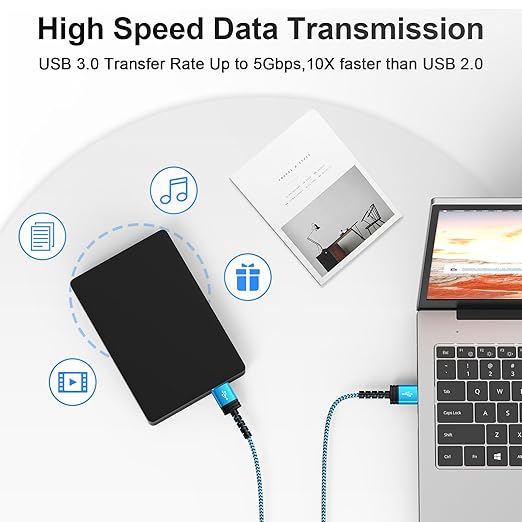 USB to USB Cable Male to Male, 2Pack 10ft Long USBA to USBA Cord USB3.0 A to A Cable Double End Type-A Data Transfer Cord for External Hard Driver,Computer PC Laptop Cooler,Monitor,KVM,TV,USB3.0 Hub