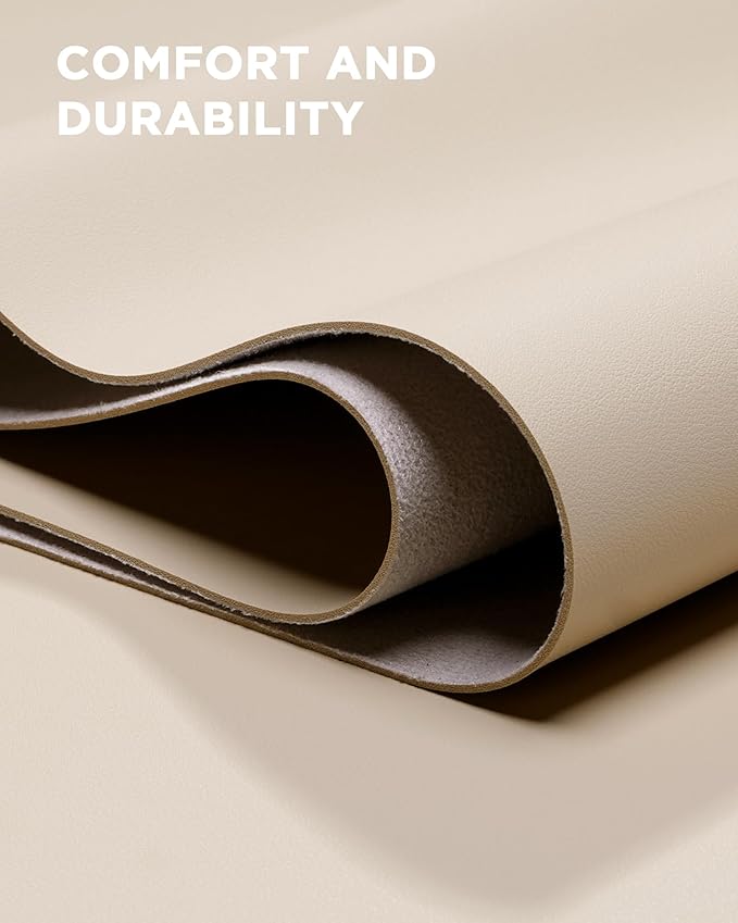 YSAGi 35.4" x 17" Large PU Leather Desk Mat for Keyboard and Mouse - Waterproof Non-Slip Desk Pad Protector for Office, Home, Writing Desk, Beige,