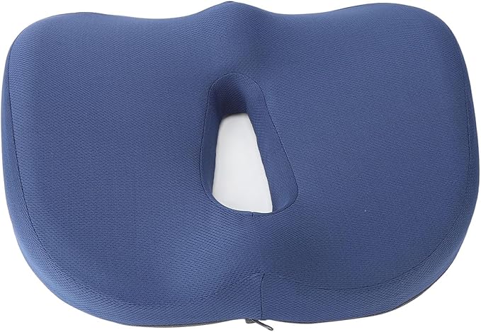Memory Foam Seat Cushion Breathable Hollow Core Orthopedic Sitting Pillow Pad for Office Car Home (Navy Blue)