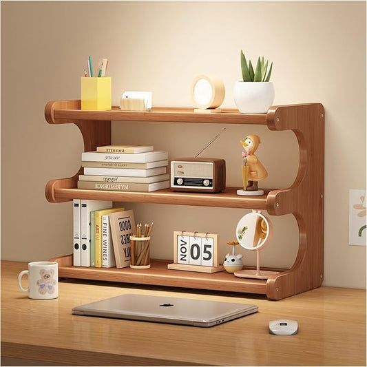3 Tier Bookshelf for Desktop, Storage Rack, Desktop Organization