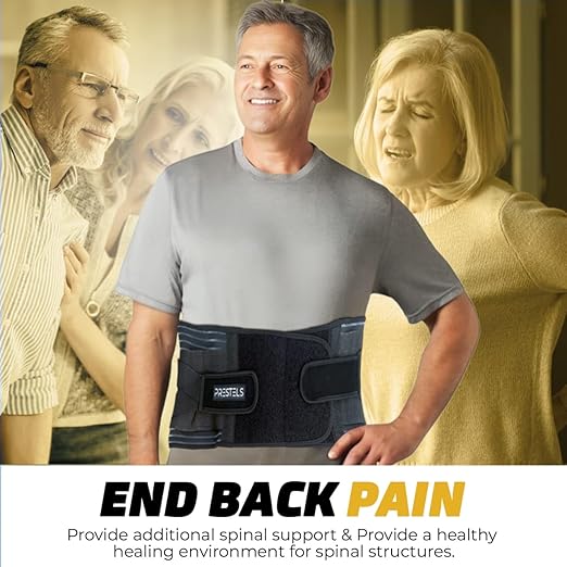 Lower Back Support Belt for Men & Women, Back Brace for Lower Back Pain Relief, Breathable Lumbar Support with 6 Stays & Dual Adjustable Straps, X-Large (39”–48”)