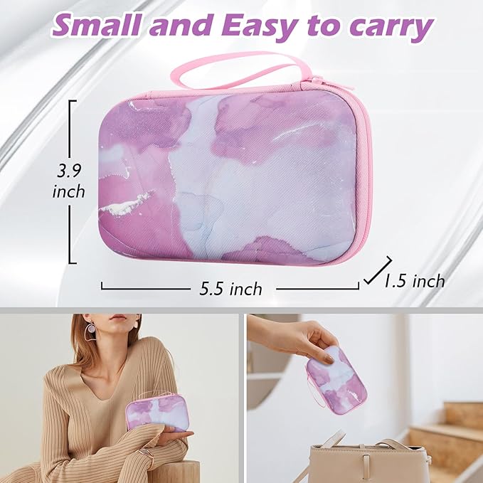 CameCosy DIY Phone Charger Cover Storage Sets USB Earphone Wire Saver Cable Organizer with Travel Storage Bag, Soft Cute Cable Protector Cord Organizer Compatible for iPhone(Pink Marble)