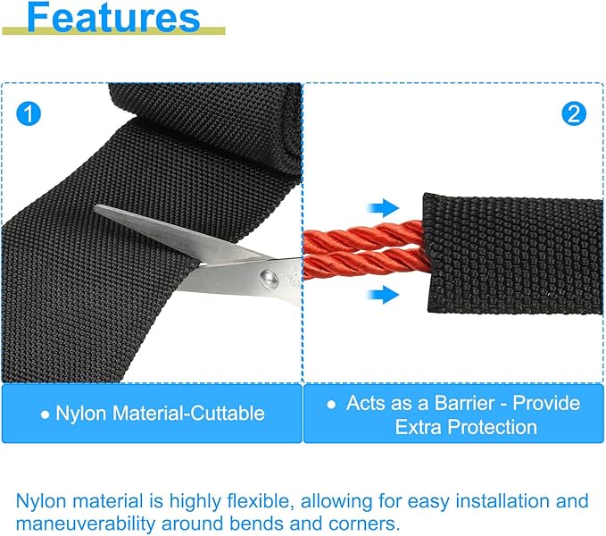 PATIKIL 2.4" Dia 6.5FT Nylon Protective Hose Sleeve, Cable Cover Sheath Protection for Welding Tig Torch Hydraulic Hose, Black