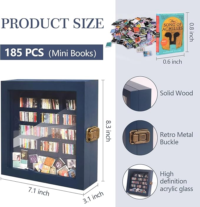 Anxiety Bookshelf – Mini Books Display for Stress Relief and Fun Decor, Perfect Decorative Miniature Library for Book Lovers, Ideal for Home Decor, Office Décor, and Thoughtful Gift Giving - Blue