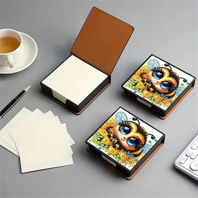 Bee Diamond Painting Kit Note Box,Memo Paper Storage Box Diamond Art,Sticky Note Holder Diamond Art,Diamond Painting Memo Pad For Office Desk. (bee)