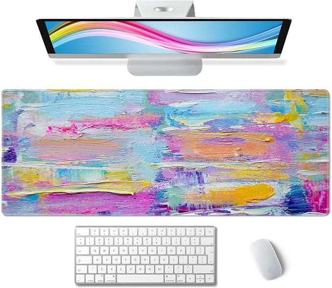 Paint Oil Paints Cover Large Mouse Pad XL Desk Mat Keyboard Mat Cute Office Decor Desk Accessories for Women Men Full Desk Mousepad XL Extended Mouse Mat Laptop Desk Pad 31.5''X11.8''