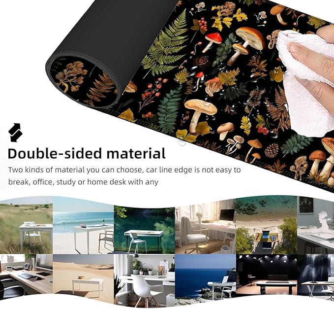 Ergonomic Mouse Pad Set with Wrist Support for Keyboard and Wrist Rest for Mouse, Memory Foam Comfort, Non-Slip Large Desk Mat for Home Office Pain Relief,Vintage Mushrooms Forest