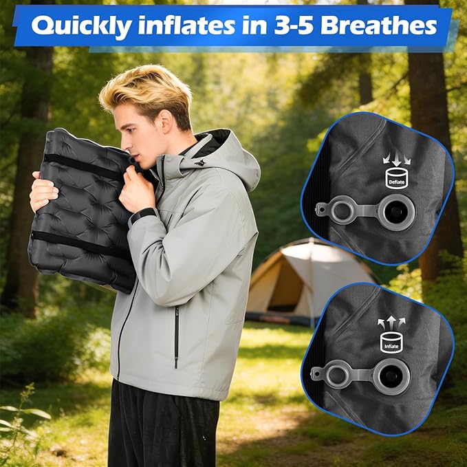 HiiPeak Inflatable Seat Cushion, Lightweight Stadium Seat Pad Camping Air Seat Cushion for Bleachers Backpacking Hiking Airplane Office Car Sports Events Concert