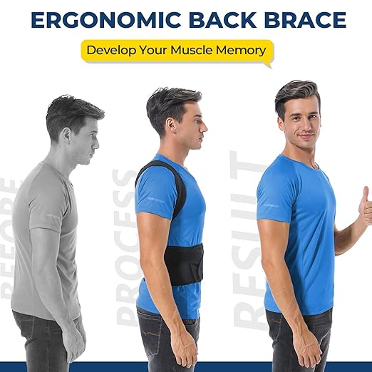 DIANMEI Back Brace Posture Corrector for Women and Men, Back Braces for Upper and Lower Back Pain Relief, Adjustable and Fully Back Support Improve Posture and Lumbar Support(S, 26"-30" Waist)