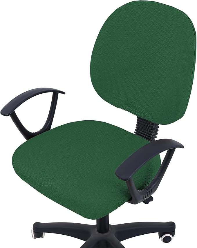 Smiry Stretch Jacquard Office Computer Chair Covers, Removable Washable Universal Desk Rotating Chair Slipcovers Protector, Seat + Backrest Cover, Emerald Green