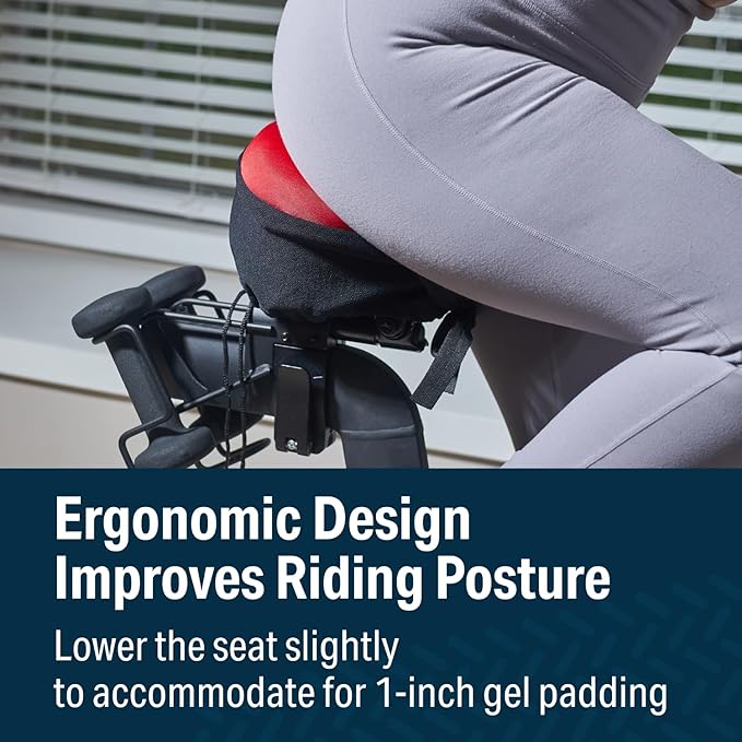 Bikeroo Comfort Bike Seat Cushion - Padded Gel Cover for Exercise, Mountain & Road Bikes, Universal Fit for Peloton & Stationary Bikes