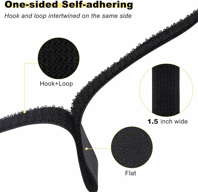 YMCRLUX 1.5"x16ft Hook and Loop Straps with 15 Metal Buckles, Adjustable Fastening Cable Straps, Cut-to-Length Cinch Strap, Reusable Nylon Securing Cord Ties for Organizer or Storage, Black