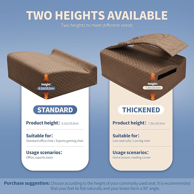 Ergonomic Foot Rest for Under Desk at Work – 15° Tilt Angle Under Desk Footrest with High-Resilience Foam, Velvet Top & Non-Slip Base, Comfortable Foot Stool for Office Chair and Home, Brown