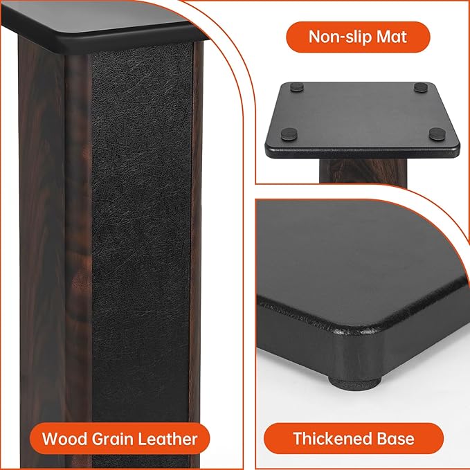 16 Inch (40CM) - Pair-Wood Speaker Stands for Home-Cinema HiFi Desktop and Satellite Speakers Monitor Stands, Enhanced Audio Listening Experience for Home Theaters