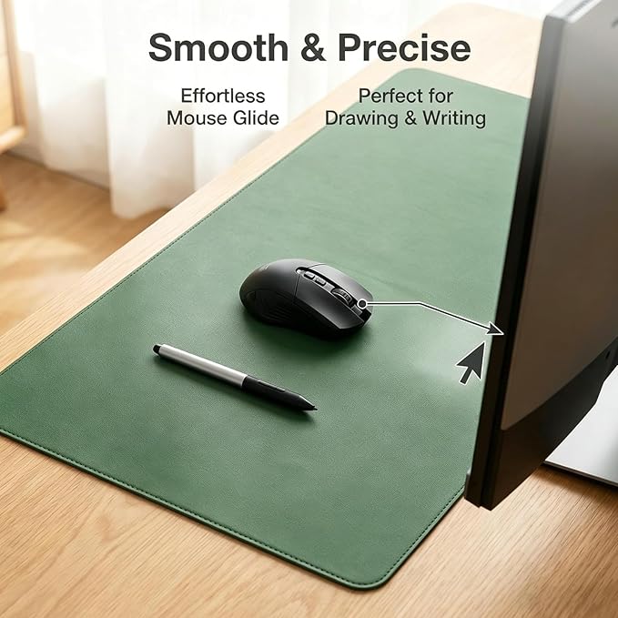 Dual-Sided Desk Pad for Office and Home - Desk Organization and Accessories - Ideal for Mouse Pad and Desk Mats on Top of Desks(Dark Green,13'' x 23.64'')