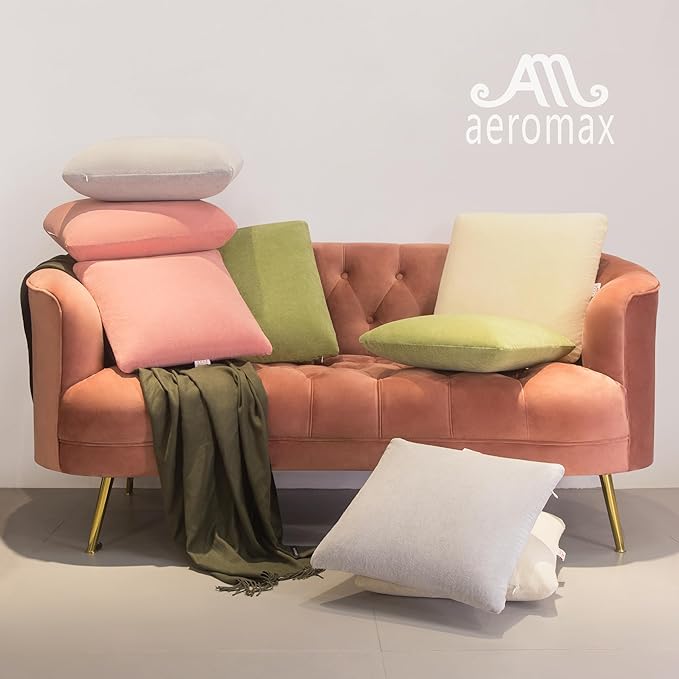 AM AEROMAX 16 × 16 Throw Pillow (Pack of 4) Memory Foam Pillow Insert - Square Accent Pillow for Decorative Cushion Bed Couch Sofa - Non-Deforming Over Time