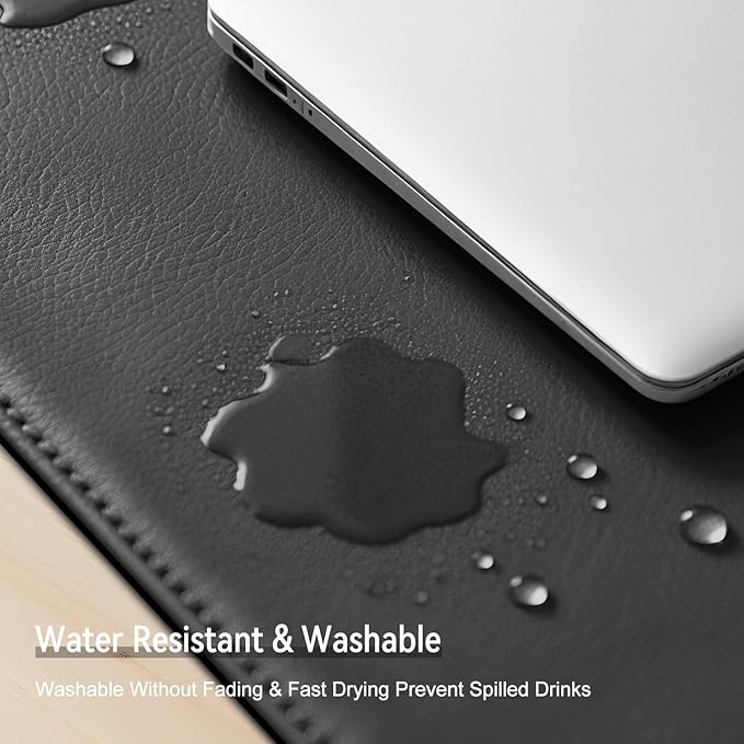 Dual Sided Leather Desk Mat - Waterproof Desk Pad - Ideal for Large Mouse Pad and Desk Mats on Top of Desks (Black, 33"*13")