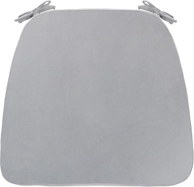 Chair Cushions Set of 1, D-Shaped Seat Cushion for Chair, Non Slip Chair Pads with Ties, 17" x 16" x 2", 40D Foam, Removable Washable Cover, Seat Cushions for Kitchen Chairs, Velure Grey