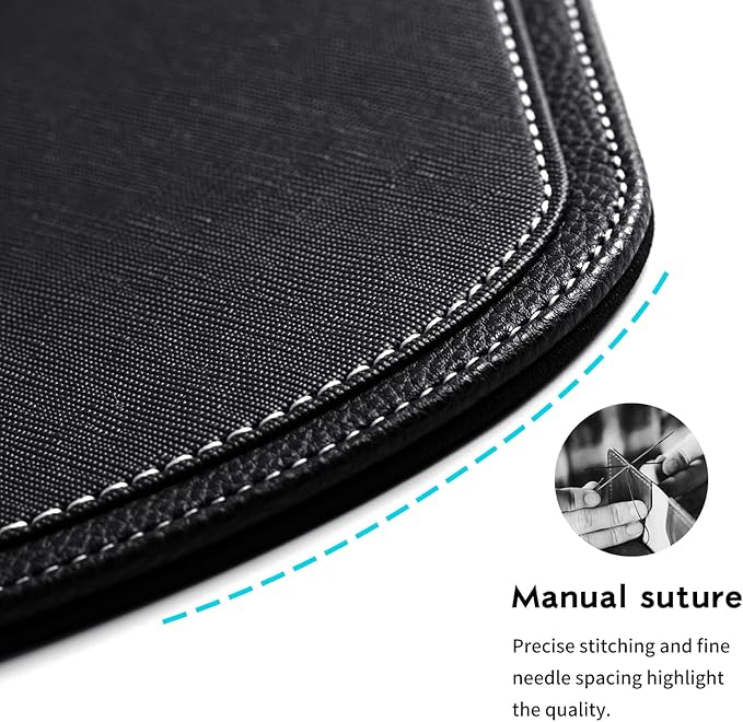 Black Office Square Leather Mouse Pad with Wrist Rest Non-Slip Design, Business Style Gaming PU Mousepad for Learners, Workers &Computer Users.