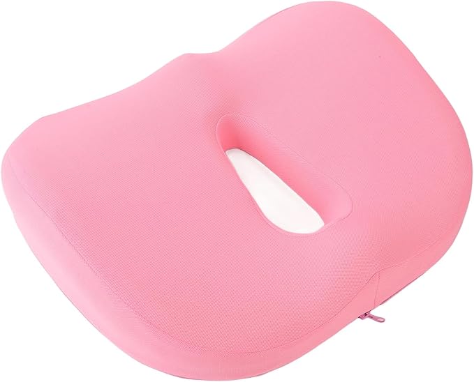 Memory Foam Seat Cushion Breathable Hollow Core Orthopedic Sitting Pillow Pad for Office Car Home (Pink)