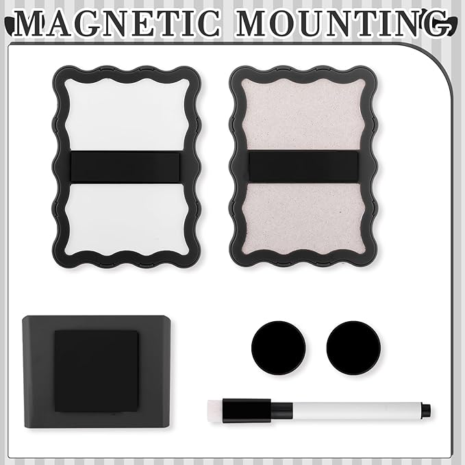 Jingmore Scalloped Magnetic Locker Accessories Kit Black Back to School Essentials 6 Pieces Includes Whiteboard Mirror and Organizing Supplies Cute Locker Organizer Decoration for School