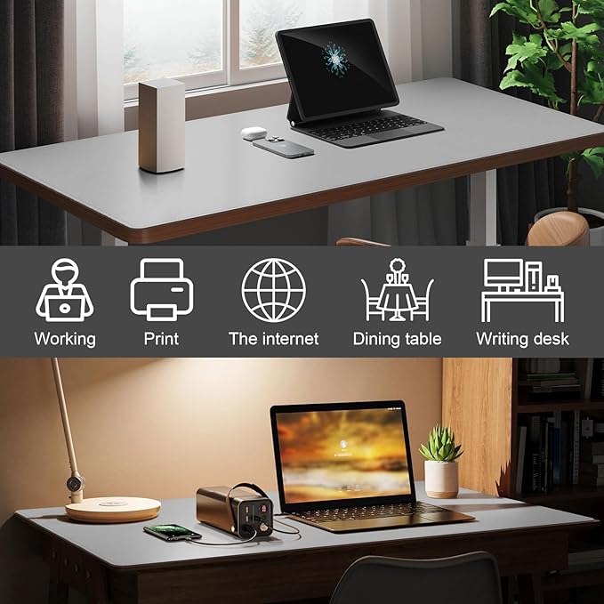 DAWNTREES Desk Mat for Desktop,PU Leather Desk Pad Protector,Non Slip, Large Mouse Pad and Keyboard Mat, Waterproof Writing Pad for Office and Home (Light Gray,47.2''x23.6'')