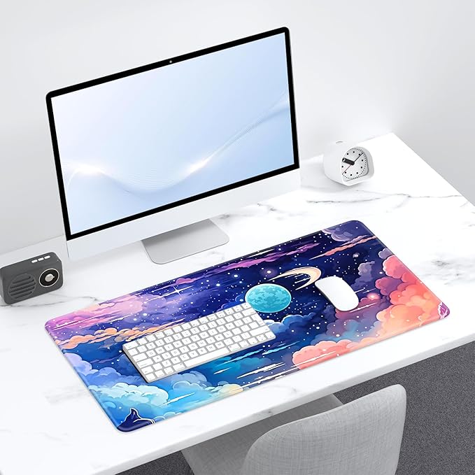 Desk Pad, 32" x 16" XXXL Extended Large Gaming Mouse Pad, Desktop Decor Desk Mat, Men Women Office Supplies and Accessories, Cute Anime Mouse Mat for Laptop & Keyboard, Romantic Star