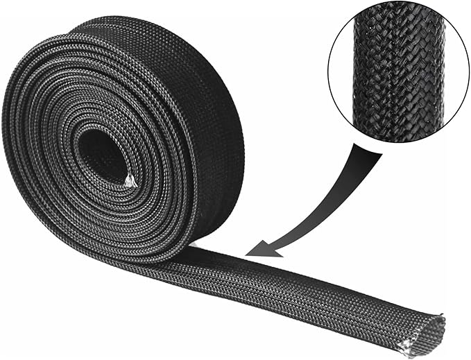 Heat Shield Sleeve Fuel Line Heat Shield Auto Hose Spark Plug Wire Cover Protectors Boots Roll 2500 Degree for Car&Auto Wire Loom Brake Cable (3/4" IDX10', BLACK)