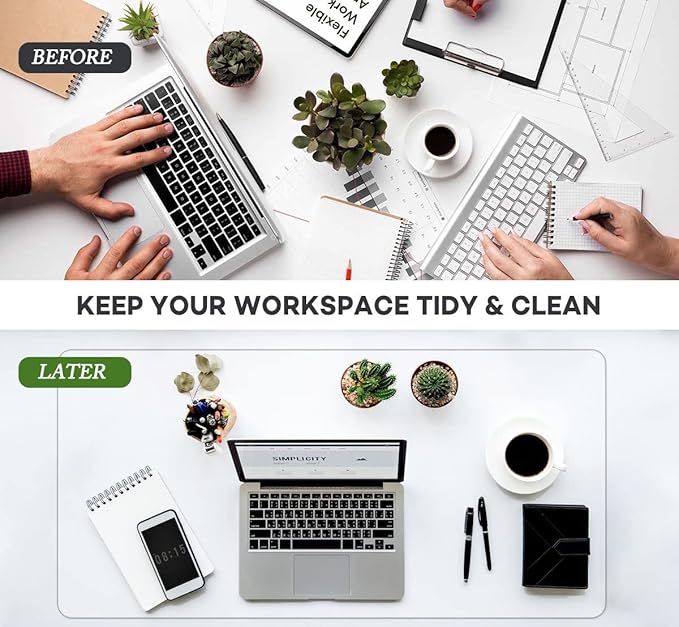 Clear Desk Pad 14 x 30 Inches Plastic Desk Mat Transparent Round Edge Laptop Desk Writing Mat on Top of Desks Spill-Resistant Desk Cover Protector with Mouse Pad for Office Computer Dresser
