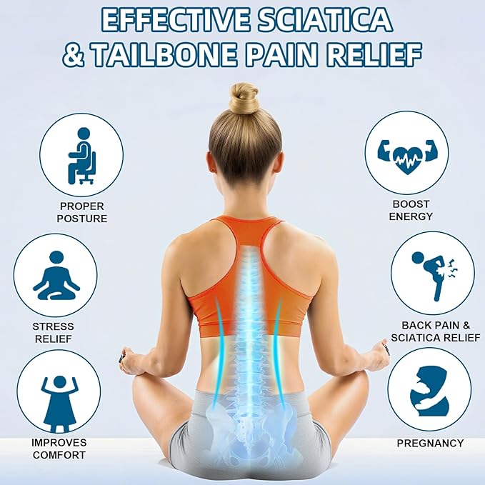 Seashell Seat Cushion - Memory Foam Cushion for Office Chair, Car Seat, Airplane - Sciatica & Hip & Coccyx Pain Relief for Long Sitting Office Workers, Car Drivers