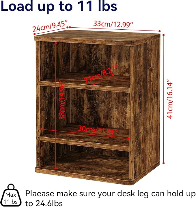 IBUYKE Under-Desk Storage Cabinet Adjustable Cabinet Fits with Standing Desks & Any Desk Legs Clamp-on Shelf for Office and Gaming Room for Elevating Your Workspace UTMZ012H