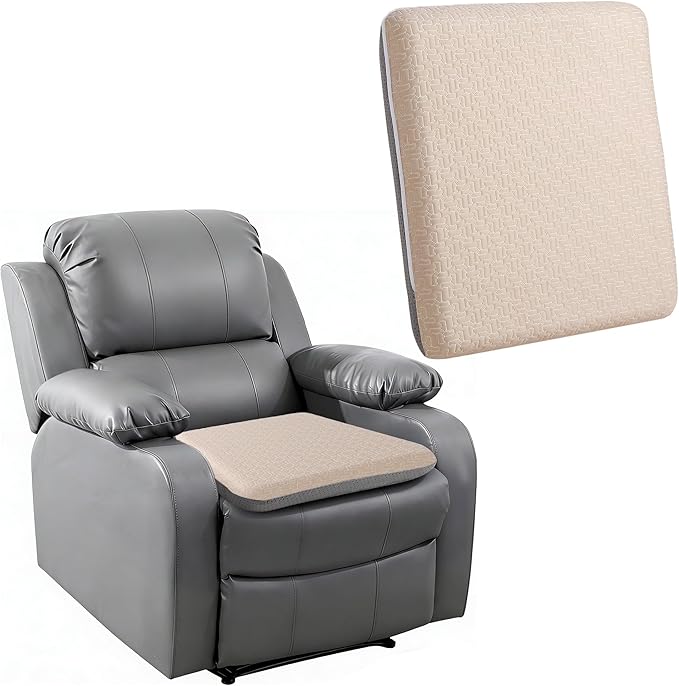 Ganondorf Extra Large Recliner Seat Cushion for Elderly Tufted Furry Booster Foam Cushion, Pressure Relief for Long Sitting Orthopedic Chair Cushion for Recliners Office Chairs, Beige