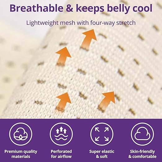 Maternity Belly Band with Back Support – Over-the-Shoulder Pregnancy Support Belt with Lumbar Support, Breathable Mesh Design, Strong Adjustable Hook & Loop Straps, No Digging Comfort for All-Day Wear (Beige-Pro, Medium（121-160LB）)