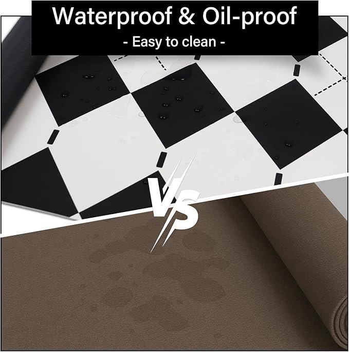 Checkered Desk Pad – PU Leather Desk Pad Protector, Non-Slip Office Desk Mat for Desk, Waterproof Desk Blotter Pad, Easy Clean Laptop Writing Mat for Work/Home/Decor (35.4" x 15.7", White Black)