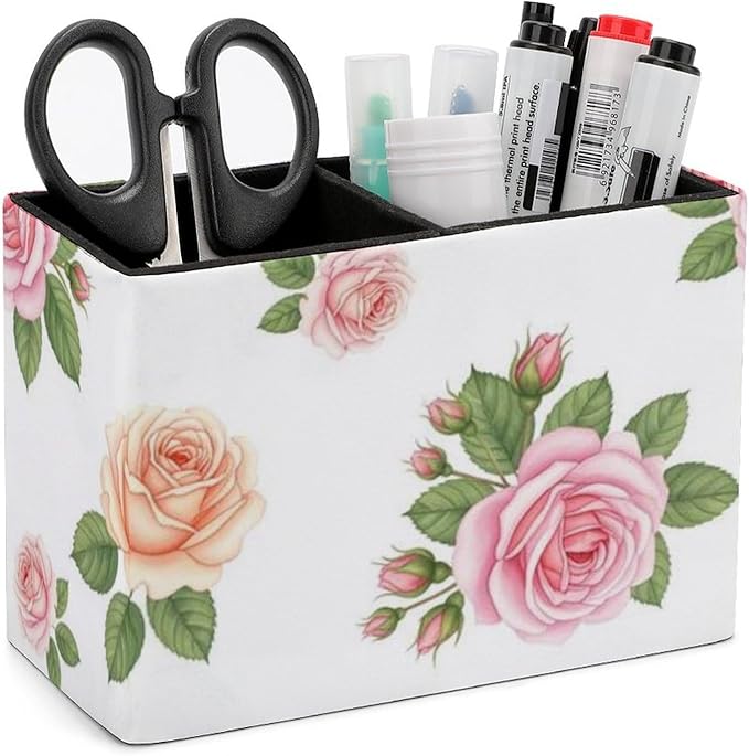 Modern Pen Holder for Desk Floral Rose Flower, Chic Addition to Your Workspace