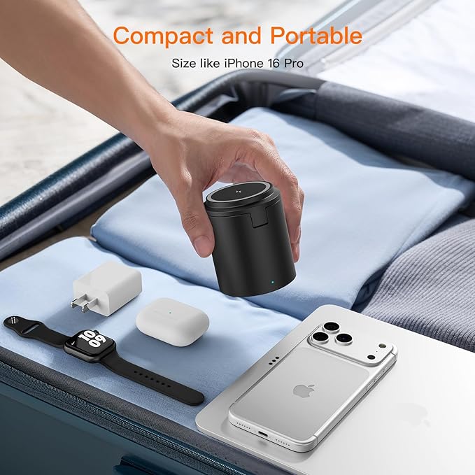 2026 Foldable 3 in 1 Wireless Charging Station,for Apple Magsafe Charger Stand,Fast Magnetic Wireless Charger Station for iPhone 1716 15 14 13 12 Series,Airpods Pro,Apple Watch Ultra Series（Black）