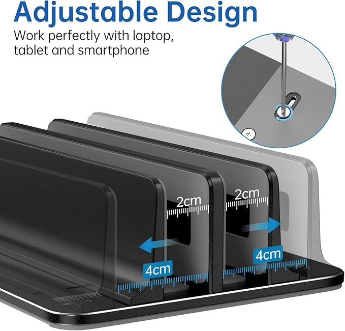 Vertical Laptop Stand for Desk Aluminum Book Holder with Adjustable Double Slot Desktop Accessories for MacBook Pro/Air Gaming Laptops, Black