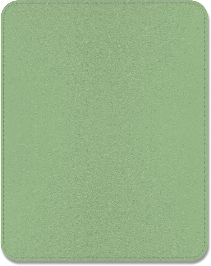 Leather Mouse Pad, Office Mouse Mat Non-Slip Rubber Base Stitched Edge Washable Waterproof Rectangular Mousepad for Office Gaming PC Laptop, 9.8" x 7.9", Lake Green