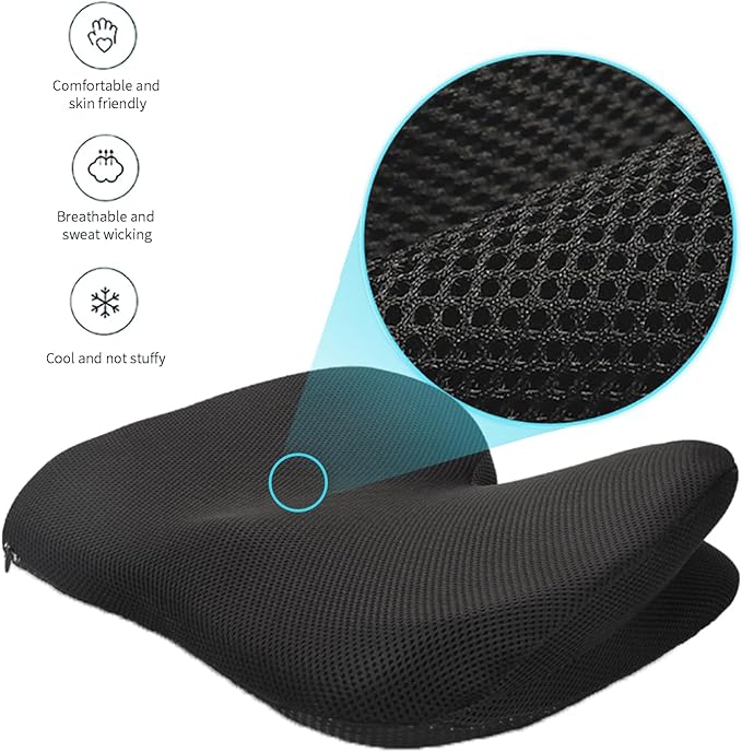 CLRUPR Seat Cushions for Office Chairs，Portable Memory Foam Seat Cushion for Coccyx Non Slip Bottom,Car Seat, Wheel Chair Cushion,Washable Cover (Black)